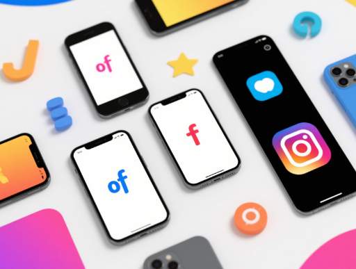 Modern flat lay of devices showcasing creative social media usernames in a vibrant design