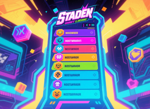 Futuristic animated leaderboard displaying eye-catching username badges with vibrant energy