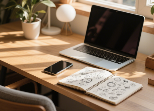 Inspiring workspace reflecting creativity and modern content creation