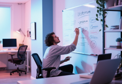 Person brainstorming username ideas on a whiteboard