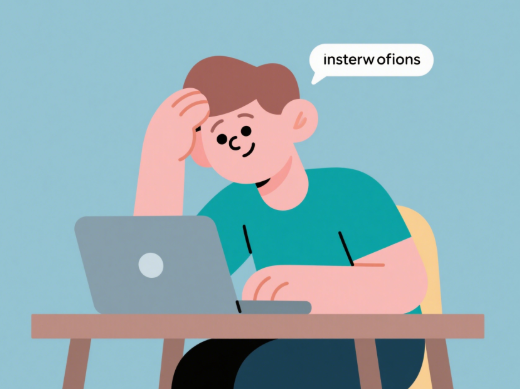 A cartoon-style person pondering username options on a laptop