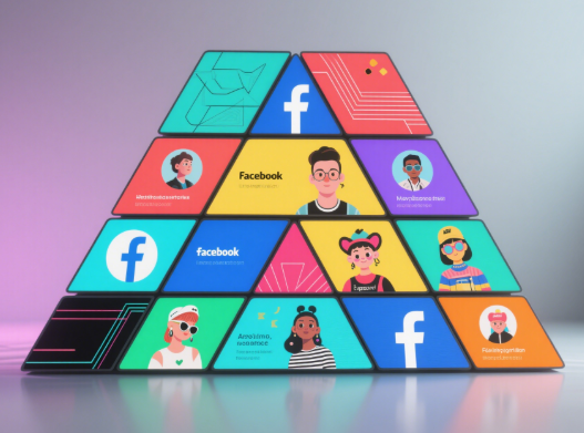 A collage of diverse Facebook profile username examples on a colorful background