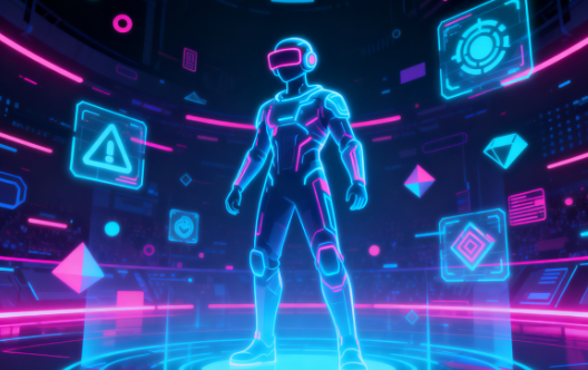 futuristic gamer avatar neon arena