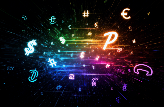 glowing special characters digital art