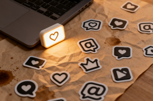 stylized nickname stickers on desk
