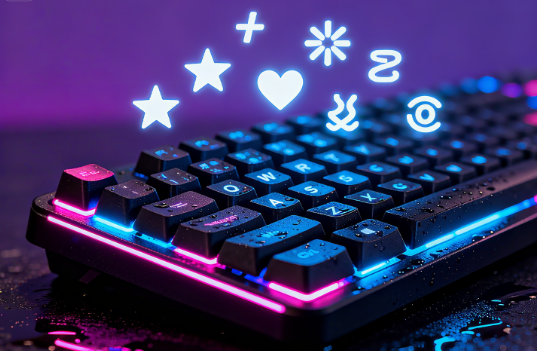 creative username symbols glowing over keyboard